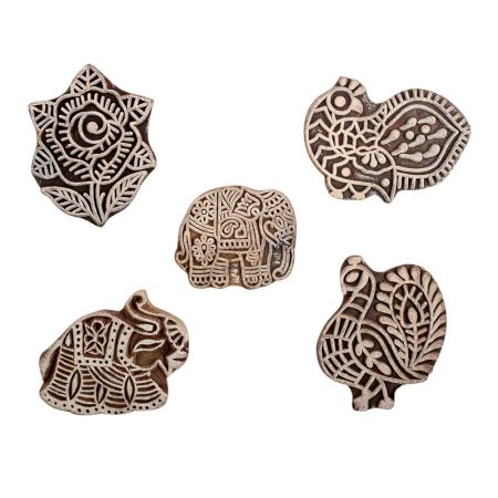 Set of 5 Piece New Mix Wooden Printing Block